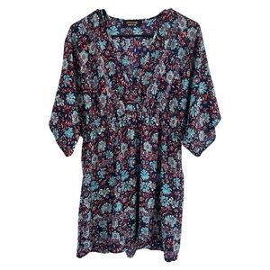 Renee C. Blue and Red Floral Dress|Size L